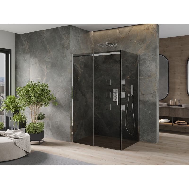 Mexen Omega плъзгаща се душ кабина 160 x 100 см, графит, хром - 825-160-100-01-40