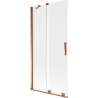 Mexen Velar двукрил параван за вана, плъзгащ се 95 x 150 см, мат, розово злато - 896-095-000-31-60
