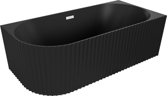 Mexen Gia свободно стояща ъглова оребрена вана дясна 170 x 80 см, черна мат, бял преливник - 52701708071P-20