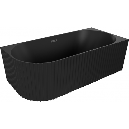 Mexen Gia самостоятелна ъглова набраздена вана дясна 170 x 80 см, черен мат, преливник черен - 52701708071P-70