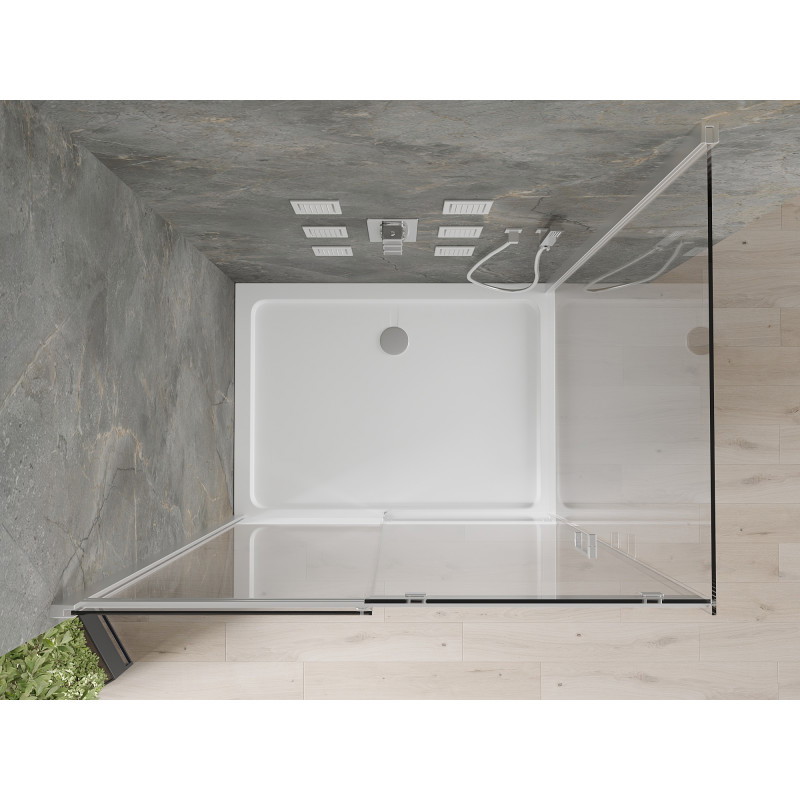 Mexen Omega разтегателна душ кабина 100 x 80 см, прозрачна, хром + поддушово