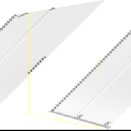 Mexen Velar двукрилен плъзгащ се параван за вана 140 x 150 см, мразовит, златен четкан - 896-140-000-31-55