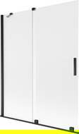 Mexen Velar плъзгащ се двукрилен преграда за вана 140 x 150 см, матиран, черен - 896-140-000-31-70