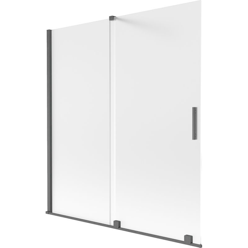 Mexen Velar параван за вана, 2-крилен плъзгащ се 150 x 150 см, матиран, четкано оръжейно сиво - 896-150-000-31-66