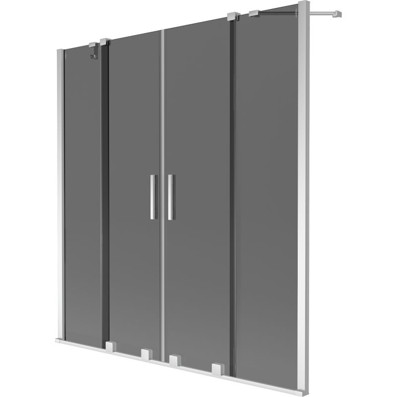 Mexen Velar Duo преграда за вана, 2-крилна плъзгаща се 150 x 150 см, графит, хром - 896-150-000-42-01