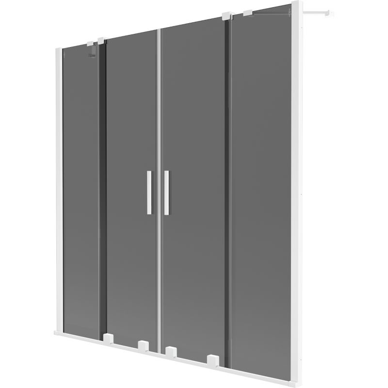 Двойно плъзгащ параван за вана Mexen Velar Duo 150 x 150 cm, графит, бял - 896-150-000-42-20
