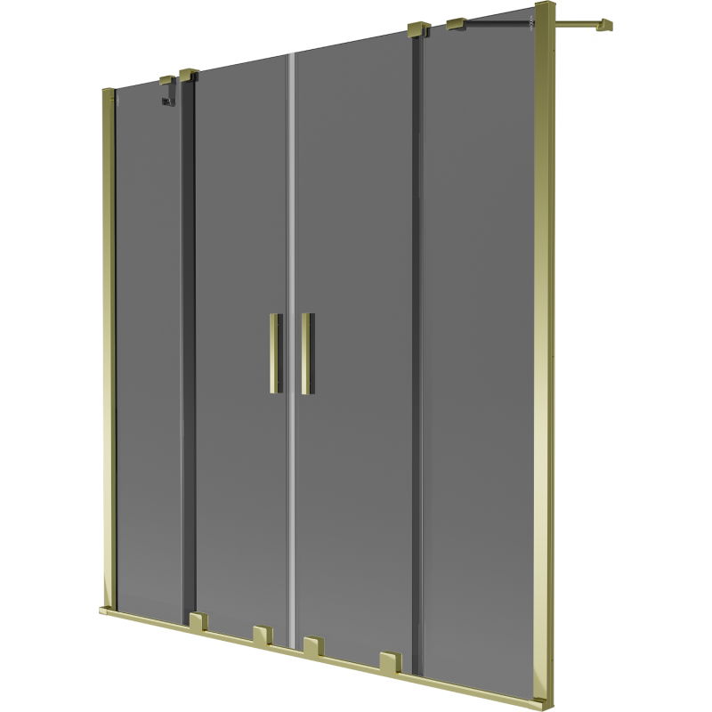 Mexen Velar Duo двукрилен плъзгащ параван за вана 150 x 150 cm, графит, златен - 896-150-000-42-50