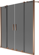 Двустворно плъзгащ се параван за вана Mexen Velar Duo 150 x 150 см, графит, розово злато - 896-150-000-42-60