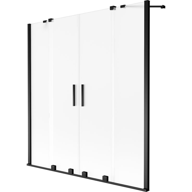 Mexen Velar Duo двукрилен подвижен параван за вана 150 x 150 см, матирано стъкло, черен - 896-150-000-32-70