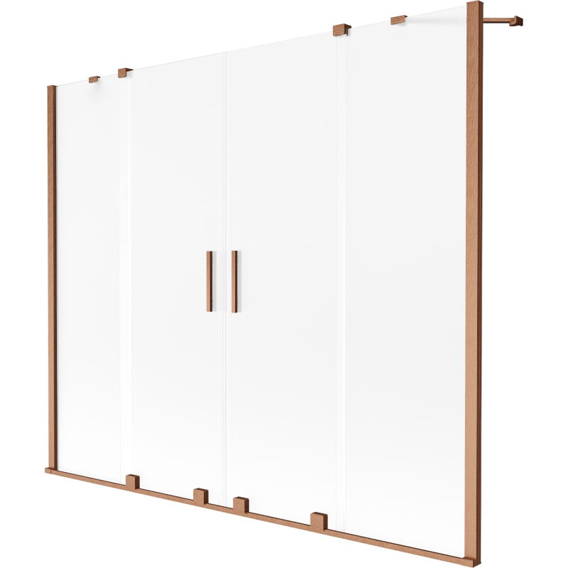 Mexen Velar Duo параван за баня, плъзгащ се, 2-крилен, 180 x 150 cm, матирано стъкло, четкан мед - 896-180-000-32-65