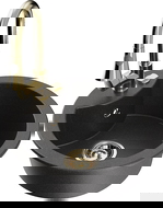 Mexen Diego гранитна мивка с 1 отделение и кухненски смесител Elia, черно петнисто - 6512-76-670101-50