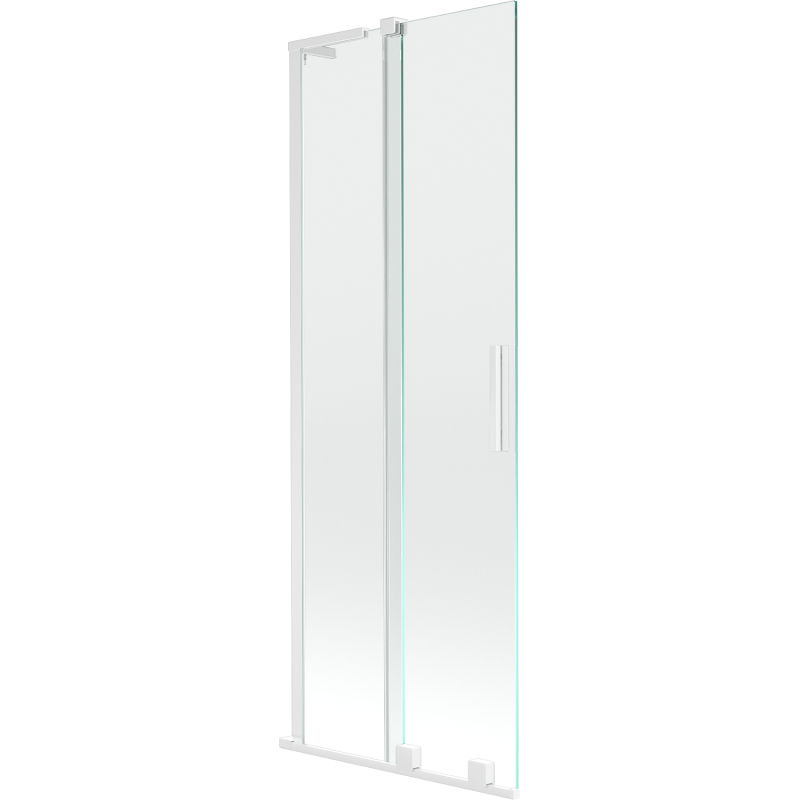 Mexen Velar L параван за баня 2-крилен плъзгащ се 75 x 150 cm, прозрачен, бял - 896-075-003-01-20