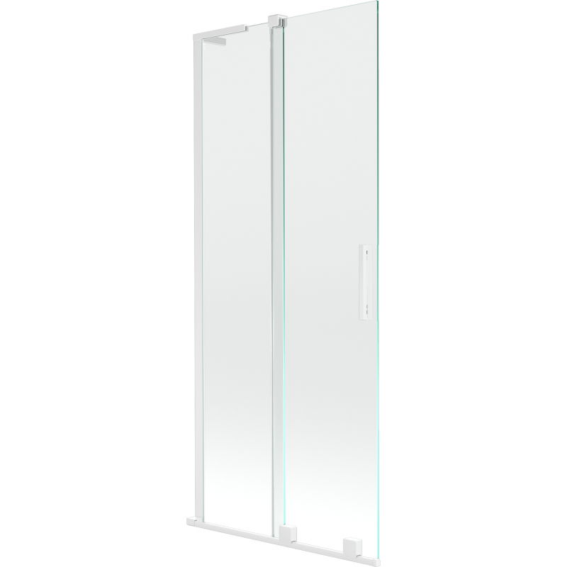 Mexen Velar L параван за вана 2-крилен плъзгащ 80 x 150 cm, прозрачен, бял - 896-080-003-01-20