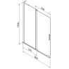 Mexen Velar L параван за вана 2-крилен плъзгащ 80 x 150 cm, прозрачен, бял - 896-080-003-01-20