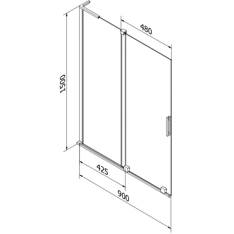Mexen Velar L параван за вана, двукрилен плъзгащ се 90 x 150 cm, прозрачен, розово злато - 896-090-003-01-60