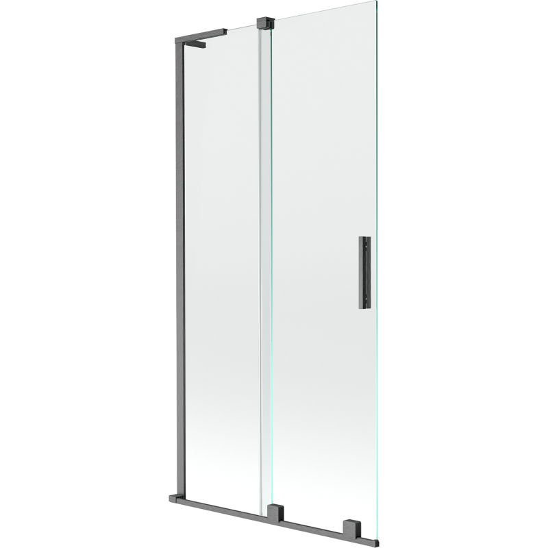 Mexen Velar L душ параван 2-крилен плъзгащ се 95 x 150 см, прозрачен, цвят гума сив матов - 896-095-003-01-66