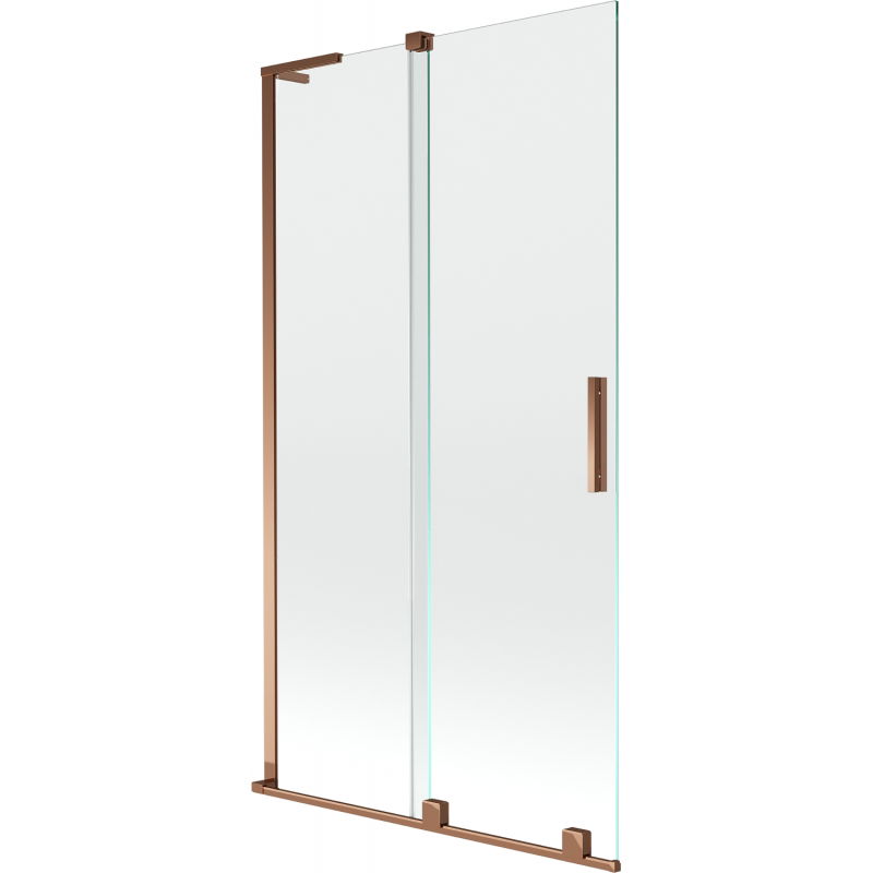 Mexen Velar L сгъваем параван за вана с 2 крила, плъзгащ се 100 x 150 см, прозрачен, розово злато - 896-100-003-01-60