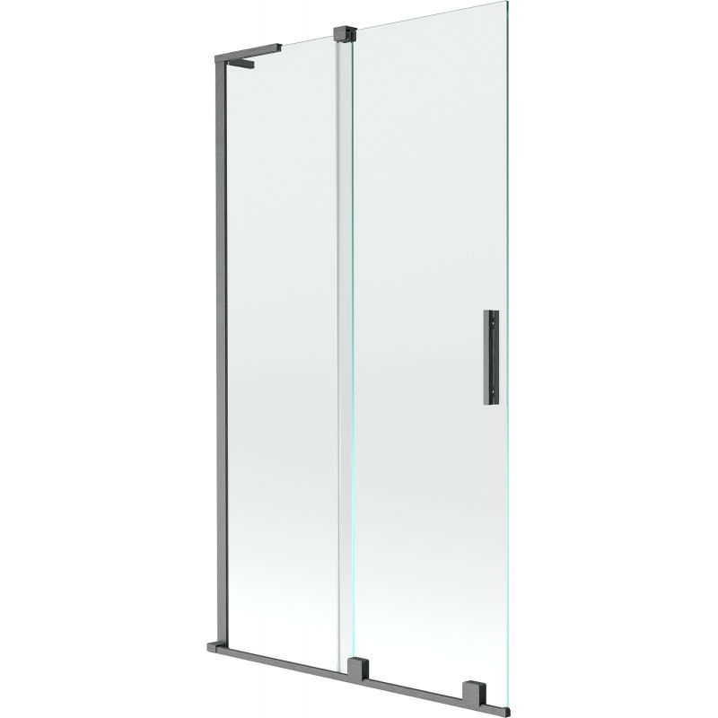 Mexen Velar L двукрилен плъзгащ се параван за баня 100 x 150 см, прозрачен, четкано оръжейно сиво - 896-100-003-01-66