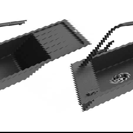 Mexen Elias гранитна мивка с 1 отделение с дренаж и кухненски смесител Flora,