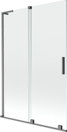 Mexen Velar L двукрилен подвижен душ параван 120 x 150 см, прозрачен, четкано оръжейно сиво - 896-120-003-01-66