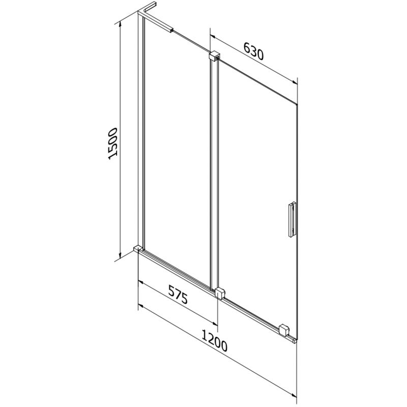 Mexen Velar L преграда за баня с две крила, плъзгаща се 120 x 150 cm, прозрачна, четкан никел - 896-120-003-01-97