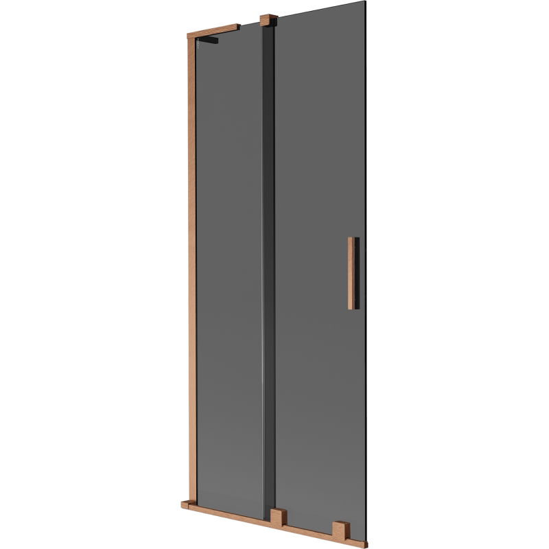 Mexen Velar L параван за вана, двукрилен, плъзгащ се 80 x 150 см, графит, четкана мед - 896-080-003-41-65