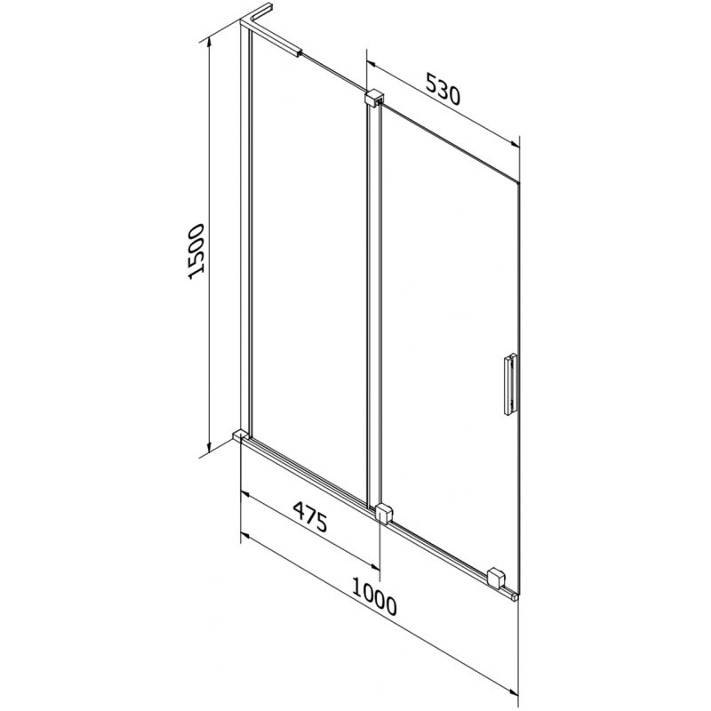 Mexen Velar L вана параван 2-крилен плъзгащ се 100 x 150 cm, графит, златен четкан - 896-100-003-41-55