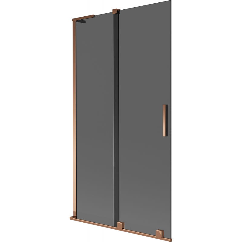 Mexen Velar L параван за вана с 2 плъзгащи се крила, 100 x 150 cm, графит, розово злато - 896-100-003-41-60