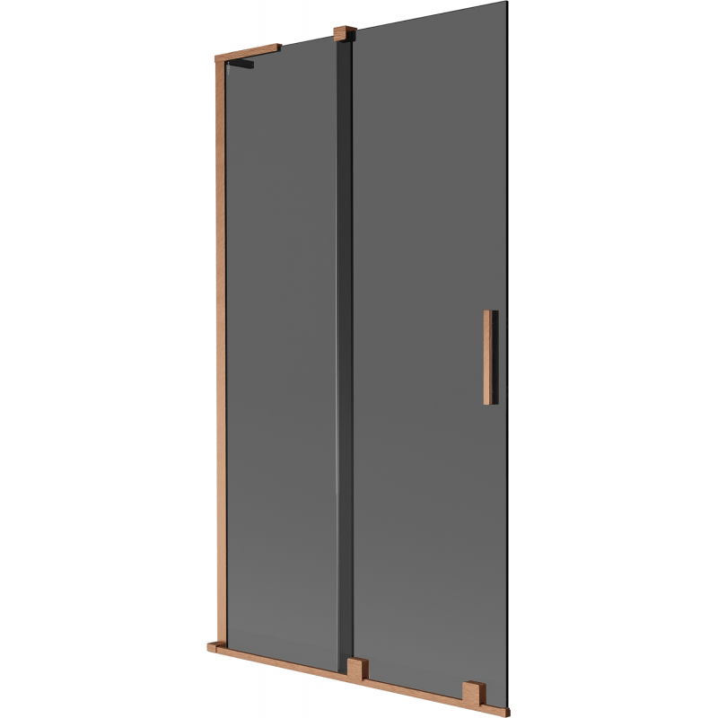 Mexen Velar L параван за вана, 2-крилен подвижен 100 x 150 cm, графит, изчеткана мед – 896-100-003-41-65