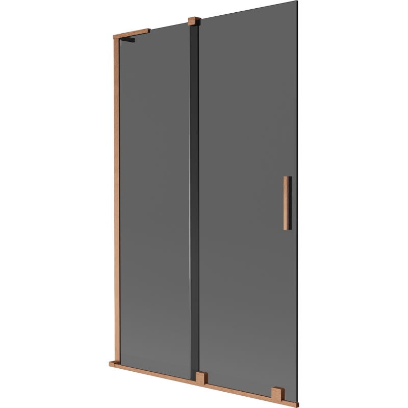 Mexen Velar L параван за вана, плъзгащ се с 2 крила, 110 x 150 см, графит, четкована мед - 896-110-003-41-65