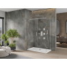 Mexen Omega плъзгаща душ кабина 140 x 80 см, прозрачна, хром + корито Flat