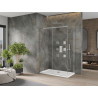 Mexen Omega плъзгаща душ кабина 140 x 80 см, прозрачна, хром + корито Flat