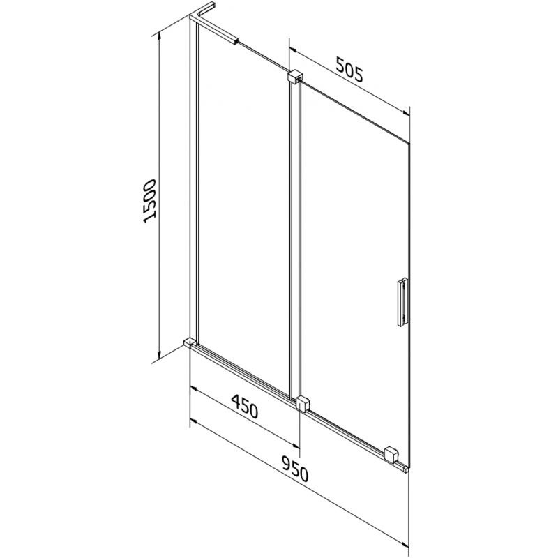 Mexen Velar L параван за вана с 2 плъзгащи се крила 95 x 150 cm, матирано, gun metal - 896-095-003-31-95