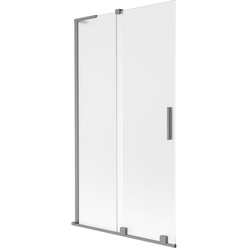 Mexen Velar L двукрилен разтегателен параван за вана 100 x 150 см, матирано стъкло, gun metal - 896-100-003-31-95