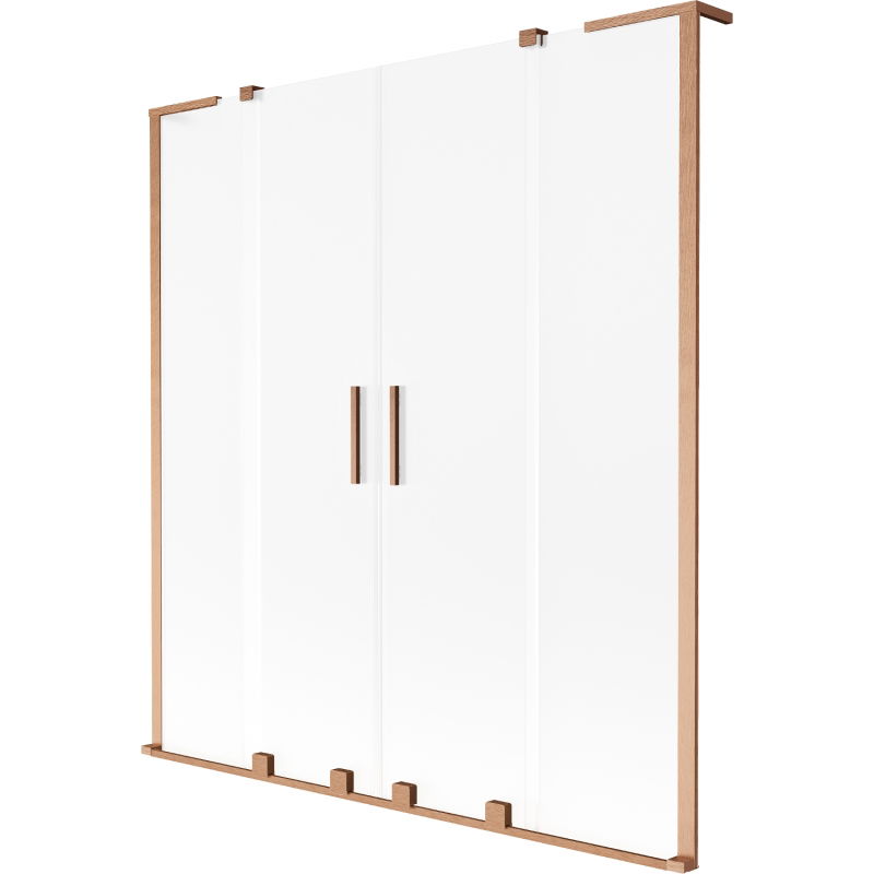 Mexen Velar L Duo сгъваем екран за вана, двукрилен плъзгащ се, 150 x 150 см, матирано стъкло, четкана мед - 896-150-003-32-65