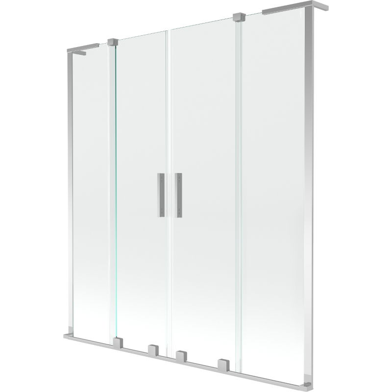 Mexen Velar L Duo параван за вана, 2 крила, плъзгащ се, 150 x 150 cm, прозрачен, хром - 896-150-003-02-01