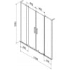 Mexen Velar L Duo параван за вана, 2 крила, плъзгащ се, 150 x 150 cm, прозрачен, хром - 896-150-003-02-01