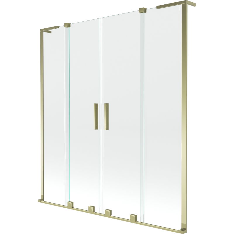 Mexen Velar L Duo параван за вана, 2-крилен, плъзгащ, 150 x 150 cm, прозрачен, златист - 896-150-003-02-50