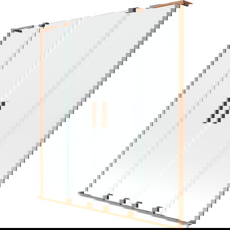 Mexen Velar L Дует параван за вана, двукрилен плъзгащ се 150 х 150 см, прозрачен, четкана мед - 896-150-003-02-65