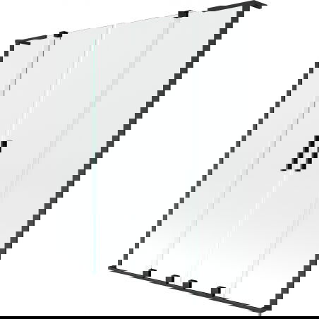 Mexen Velar L Duo преграда за вана 2-крилна плъзгаща се 150 x 150 см, прозрачна, черна - 896-150-003-02-70