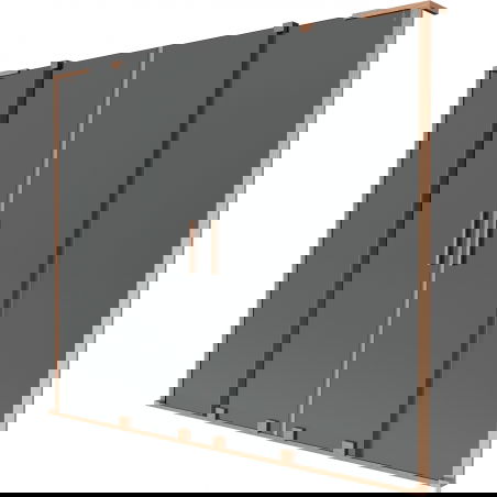 Mexen Velar L Duo параван за вана, двукрилен плъзгащ се 180 x 150 см, графит, четкана мед - 896-180-003-42-65