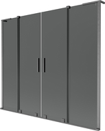 Mexen Velar L Двоен параван за вана с 2 плъзгащи крила 180 x 150 см, графит, четка Gun Gray - 896-180-003-42-66