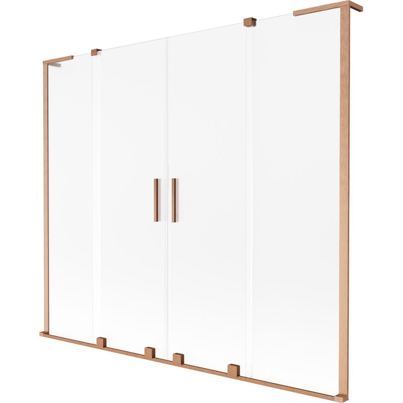 Mexen Velar L Duo двукрилна разтегателна вана 180 x 150 cm, снежно стъкло, четкана мед - 896-180-003-32-65