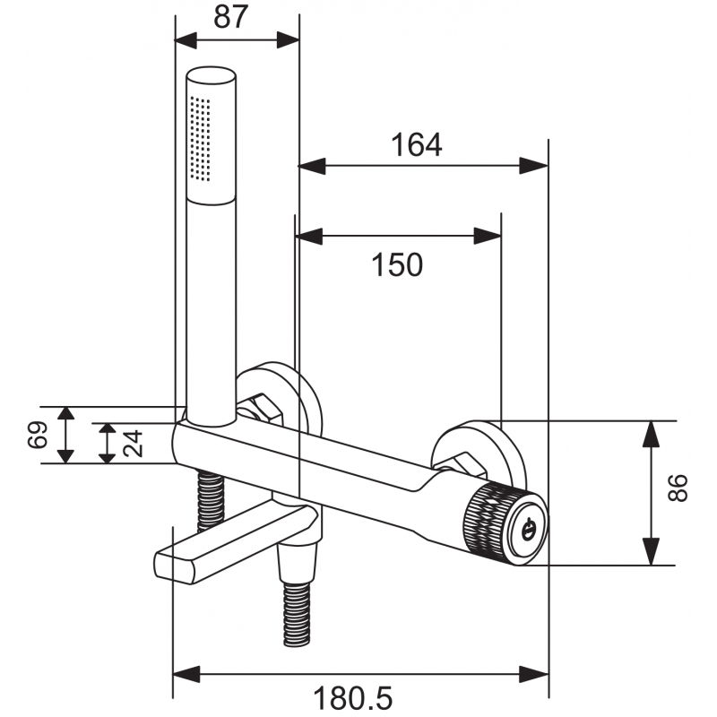 Mexen Diamond вана батерия със сет за душ, златен - 71530-50