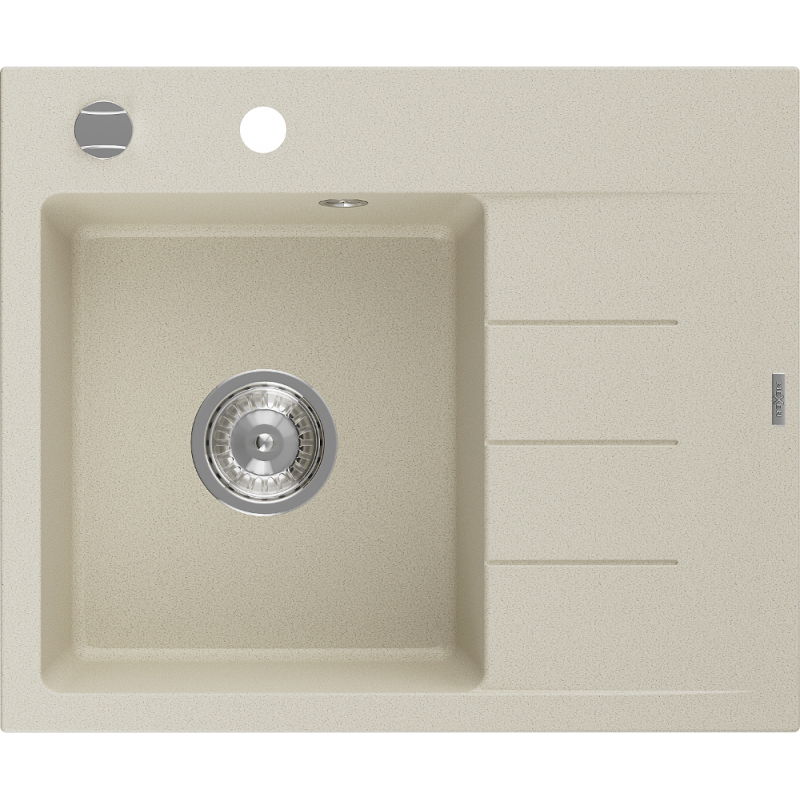 Mexen Ben гранитна мивка с едно отделение с отцедник, лява 600 x 500 mm, бежова,