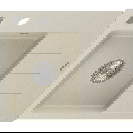 Mexen Ben гранитна мивка с едно отделение с отцедник, лява 600 x 500 mm, бежова,