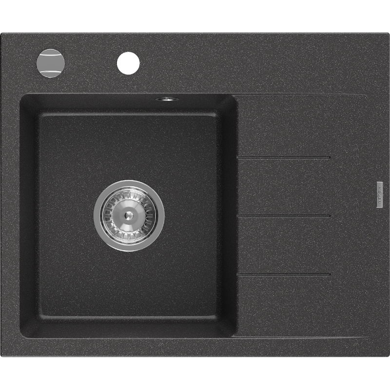 Mexen Ben гранитна мивка за кухня с 1 камера и отцедник, лява 600 x 500 мм, черна