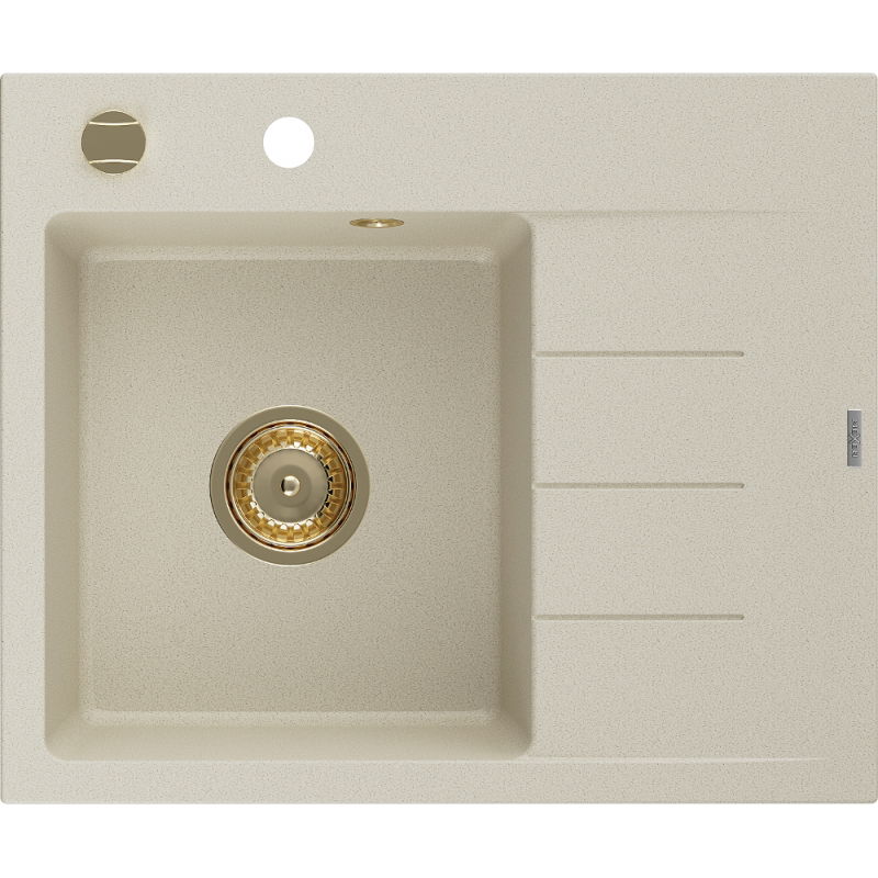 Mexen Ben гранитна мивка с 1 отделение и отцедник, ляв, 600 x 500 mm, бежов,