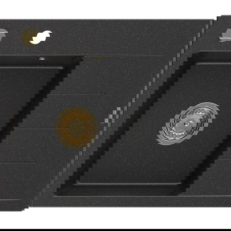 Mexen Ben гранитна мивка с 1 басейн с дренаж, лява 600 x 500 мм, черна/сребрист