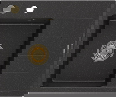 Mexen Ben гранитна мивка с 1 басейн с дренаж, лява 600 x 500 мм, черна/сребрист